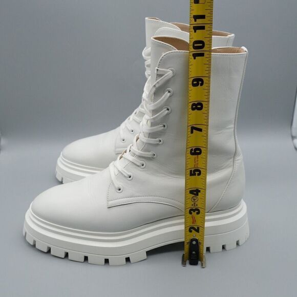 Stuart Weitzman Bedford Sleek Lace Up Zip Up Boots Leather White Women's Size 10 - Picture 10 of 12